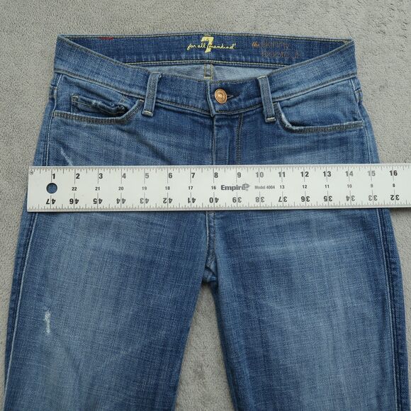 7 For All Mankind Jeans Women's 25 Low-Rise Skinny Bootcut 29" Inseam Distressed - Picture 7 of 16
